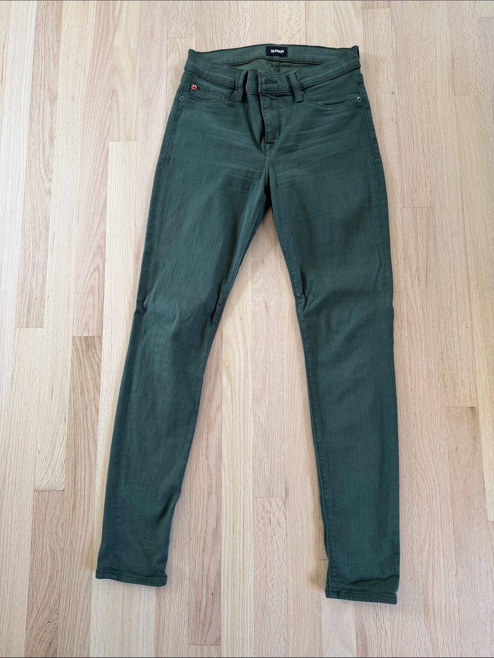 Hudson “Krista super skinny” Green High-Rise Skinny Jeans